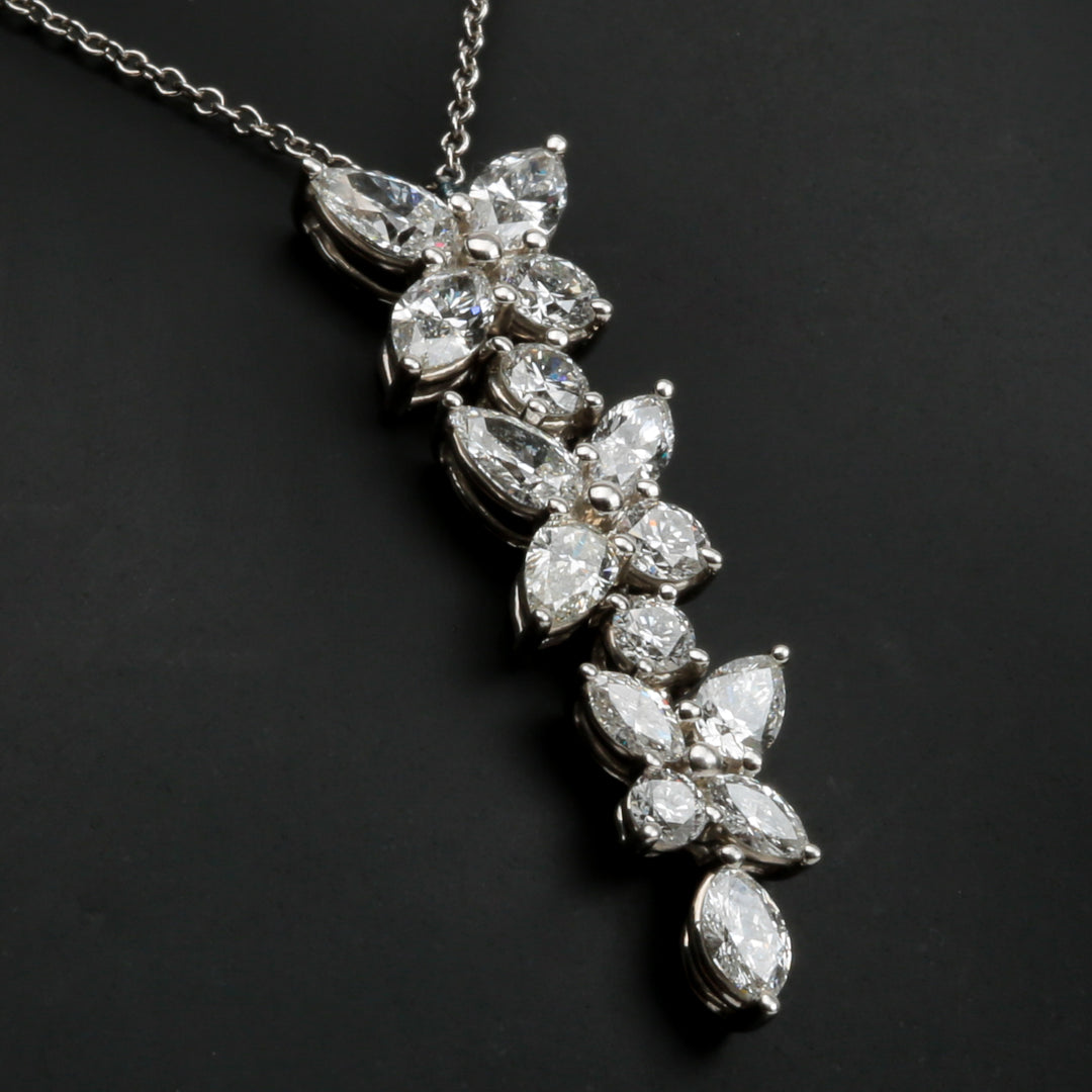 TIFFANY & CO. Platinum Victoria Mixed Cluster Diamond Pendant Necklace - FINAL SALE