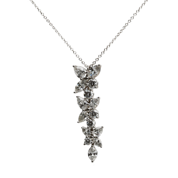 TIFFANY & CO. Platinum Victoria Mixed Cluster Diamond Pendant Necklace - FINAL SALE