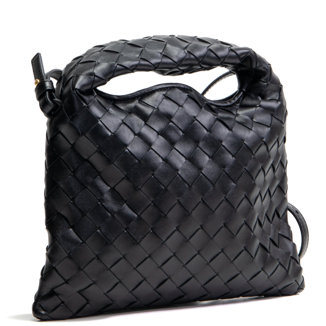 BOTTEGA VENETA Intrecciato Mini Hop Shoulder Bag - Shadow (Black)