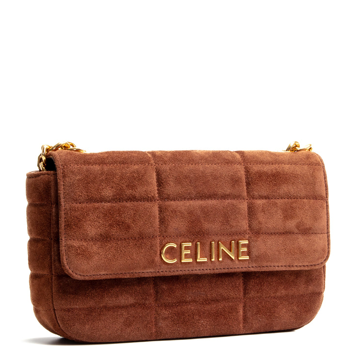 CELINE Monochrome Matelassé Wildleder Schultertasche - Braun OUTLET FINAL SALE