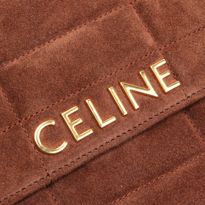 CELINE Monochrome Matelassé Wildleder Schultertasche - Braun OUTLET FINAL SALE