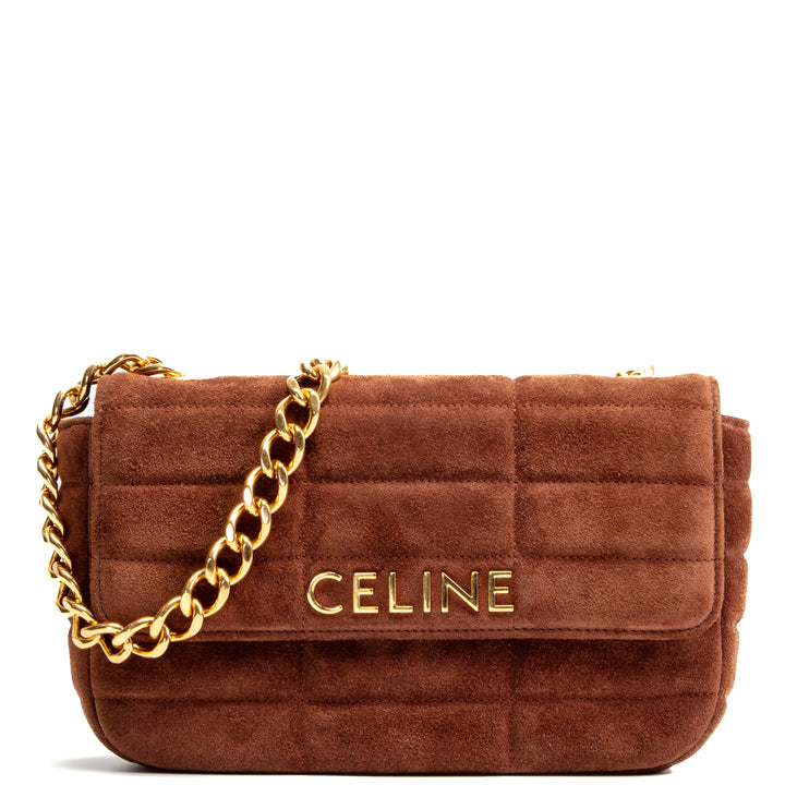 CELINE Monochrome Matelassé Wildleder Schultertasche - Braun OUTLET FINAL SALE