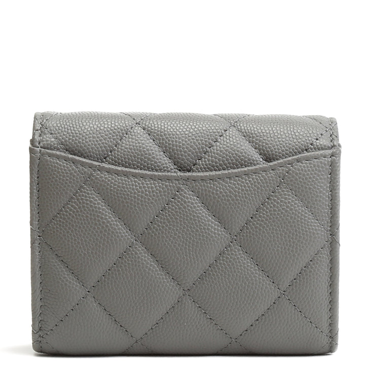 CHANEL Caviar Flap Kartenhalter an Kette - Grau