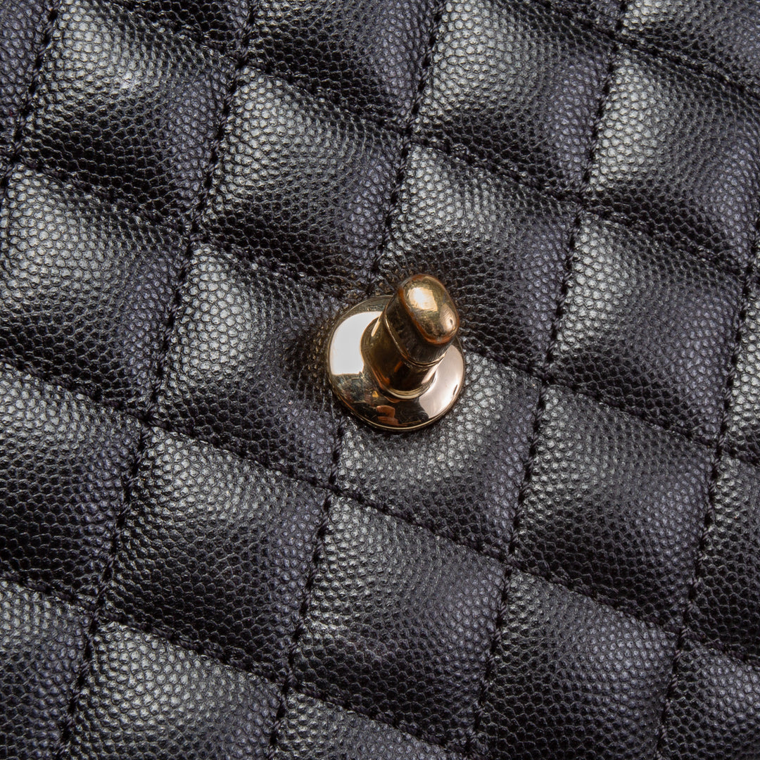 CHANEL Caviar Quilted Coco Handle Flap Bag - Black