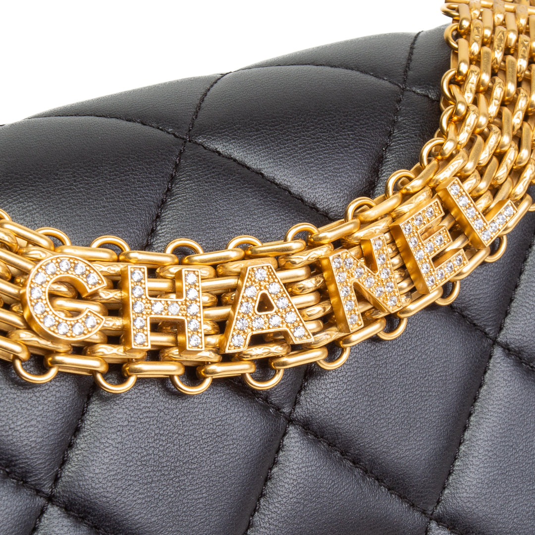 CHANEL CC Crystal Logo Chain Mittelgroße Umhängetasche - Schwarz