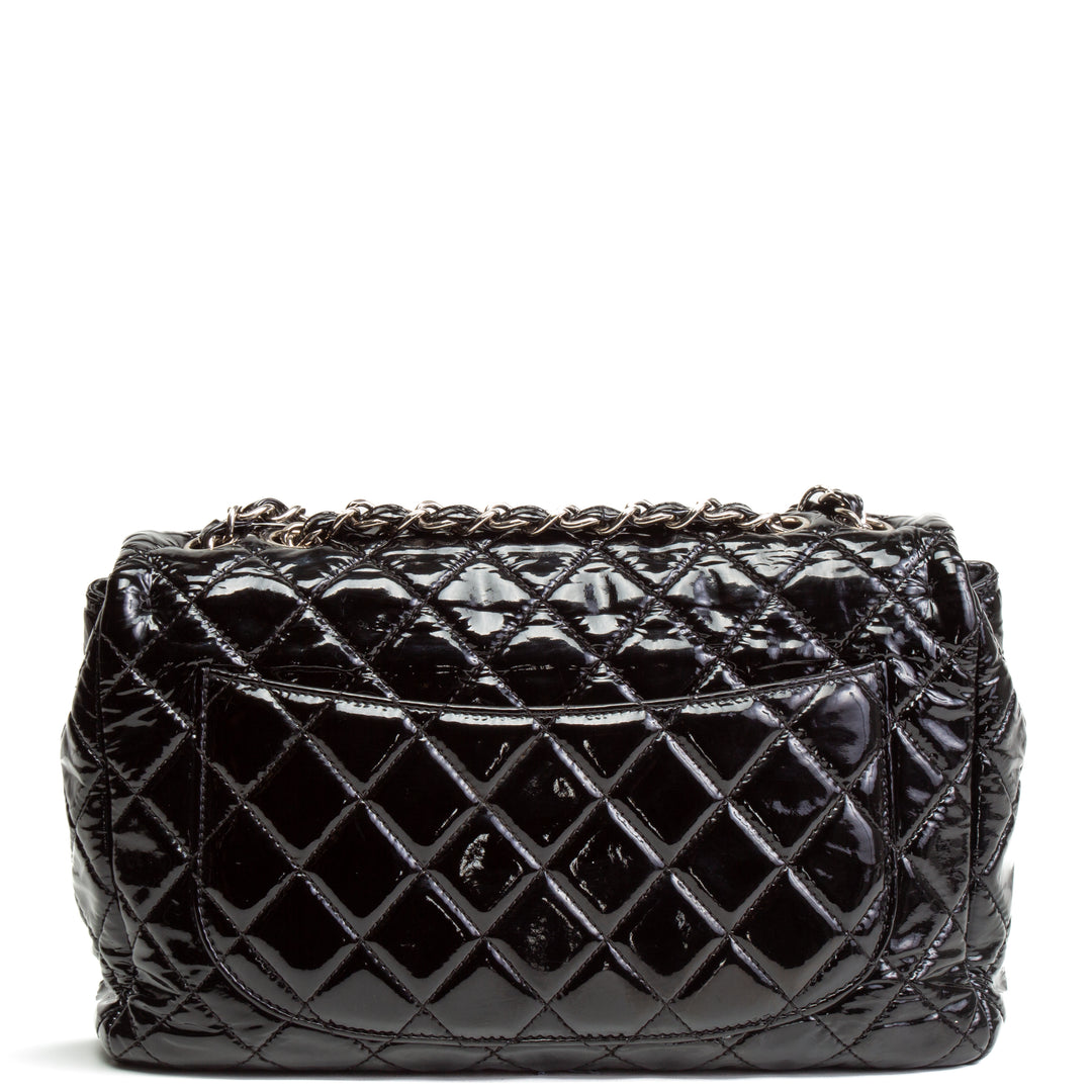 CHANEL Jumbo Single Flap - Schwarzes Lackleder - OUTLET FINAL SALE