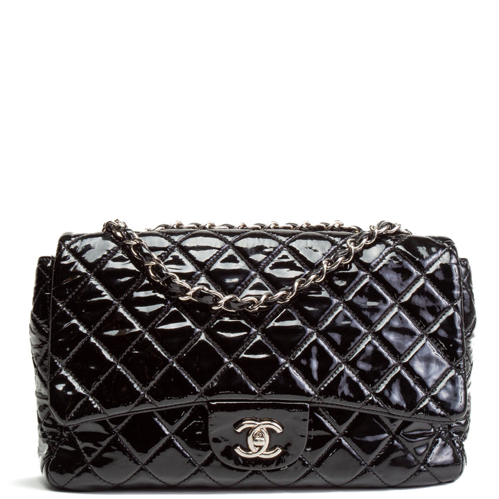 CHANEL Jumbo Single Flap - Schwarzes Lackleder - OUTLET FINAL SALE