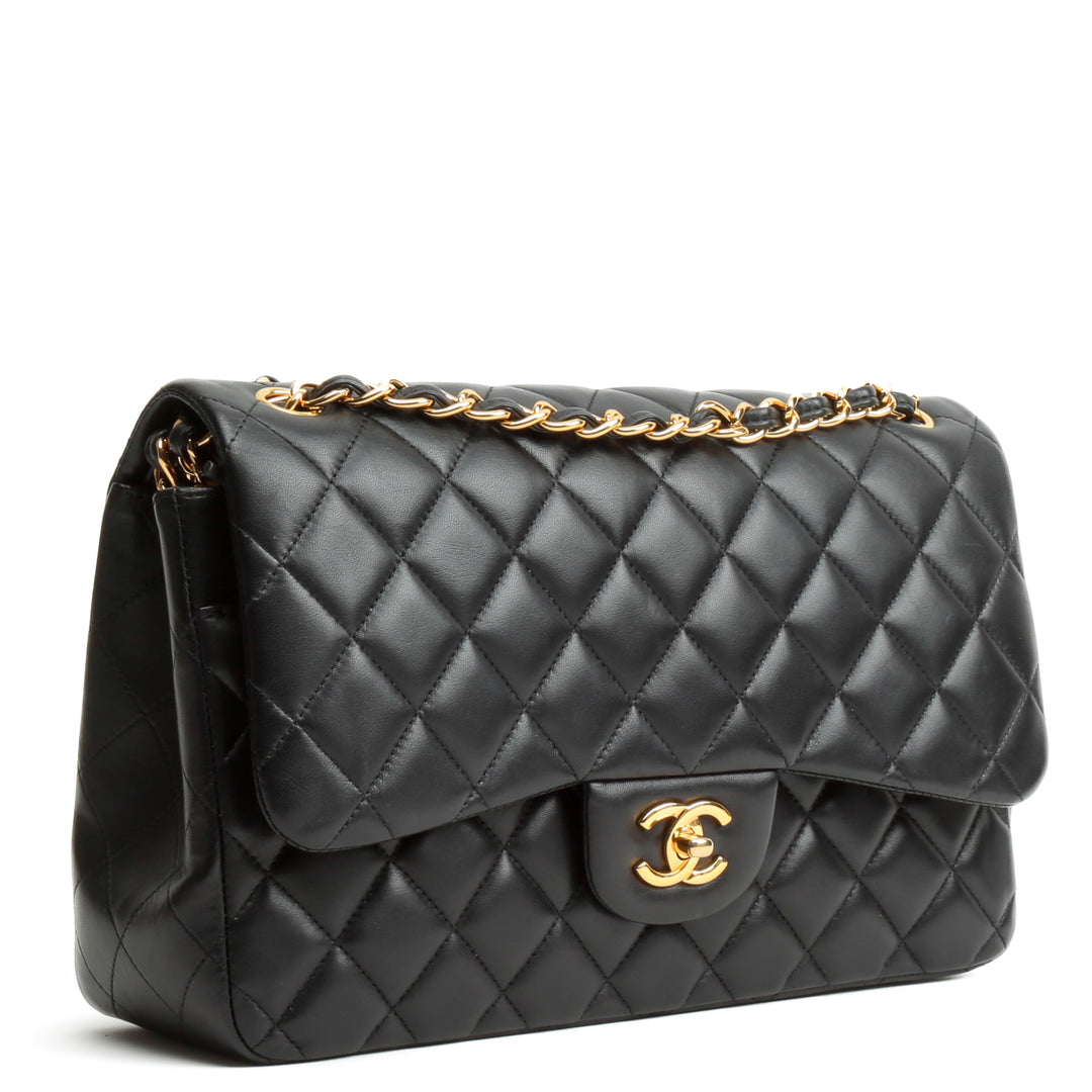 CHANEL Jumbo Double Flap Gestepptes Lammleder mit Gold