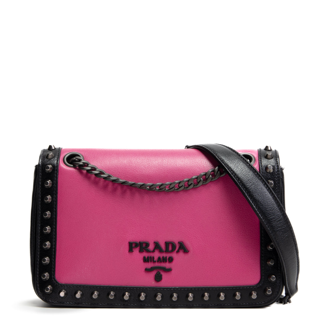 PRADA Glace Studded Crossbody - Pink