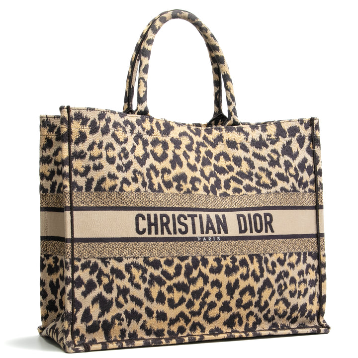 CHRISTIAN DIOR Große Canvas-Buchtasche mit Animal-Print OUTLET FINAL SALE