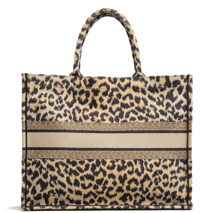 CHRISTIAN DIOR Große Canvas-Buchtasche mit Animal-Print OUTLET FINAL SALE