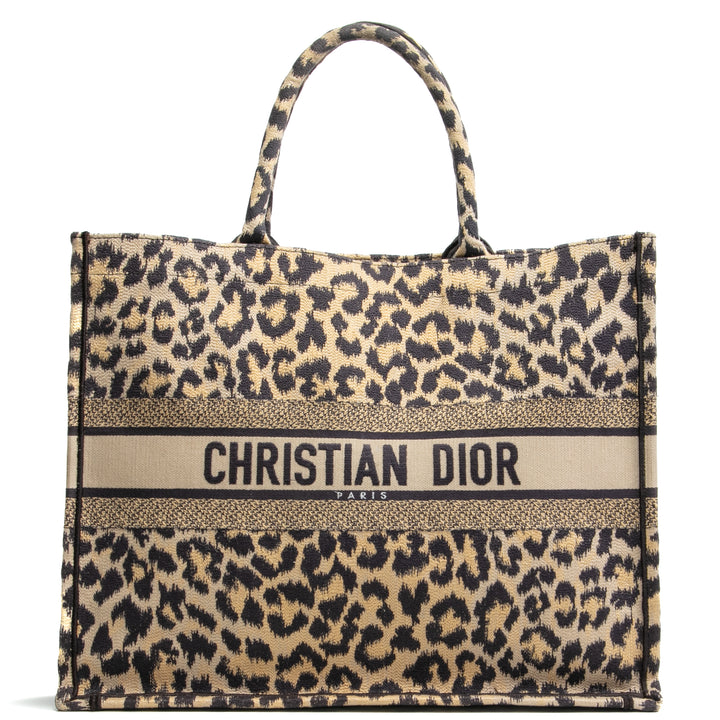 CHRISTIAN DIOR Große Canvas-Buchtasche mit Animal-Print OUTLET FINAL SALE