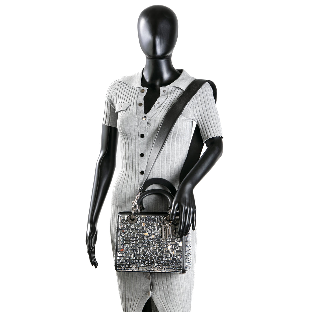 CHRISTIAN DIOR Mosaic Of Mirrors Medium Lady Dior Bag - Black OUTLET FINAL SALE