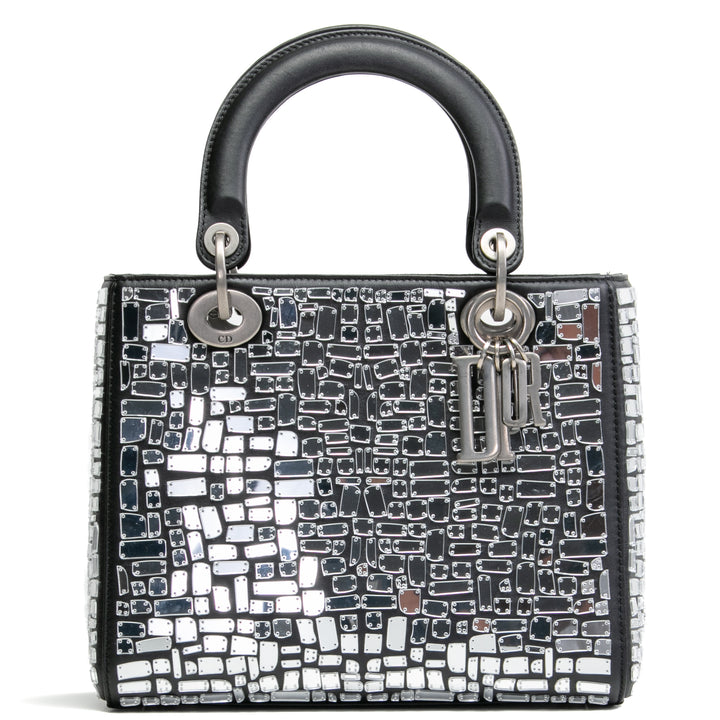 CHRISTIAN DIOR Mosaic Of Mirrors Medium Lady Dior Bag - Black OUTLET FINAL SALE