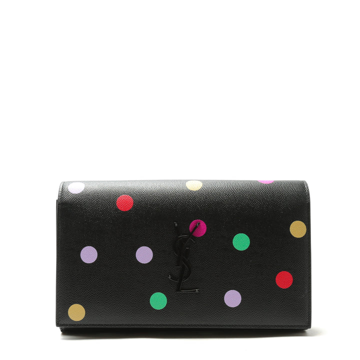 SAINT LAURENT Kate Small Monogram Polka-Dot "Confetti" Wallet On Chain Bag - Black