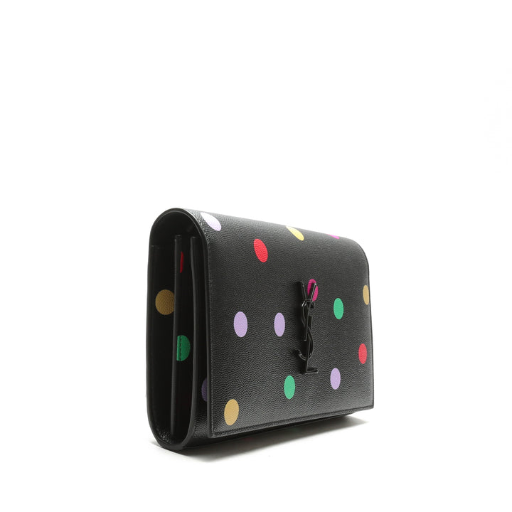 SAINT LAURENT Kate Small Monogram Polka-Dot "Confetti" Wallet On Chain Bag - Black