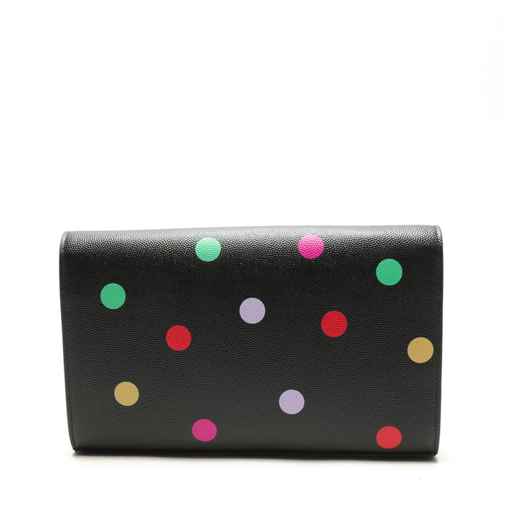 SAINT LAURENT Kate Small Monogram Polka-Dot "Confetti" Wallet On Chain Bag - Black