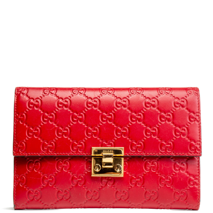 GUCCI Guccissima Padlock Clutch Wallet - Red OUTLET FINAL SALE