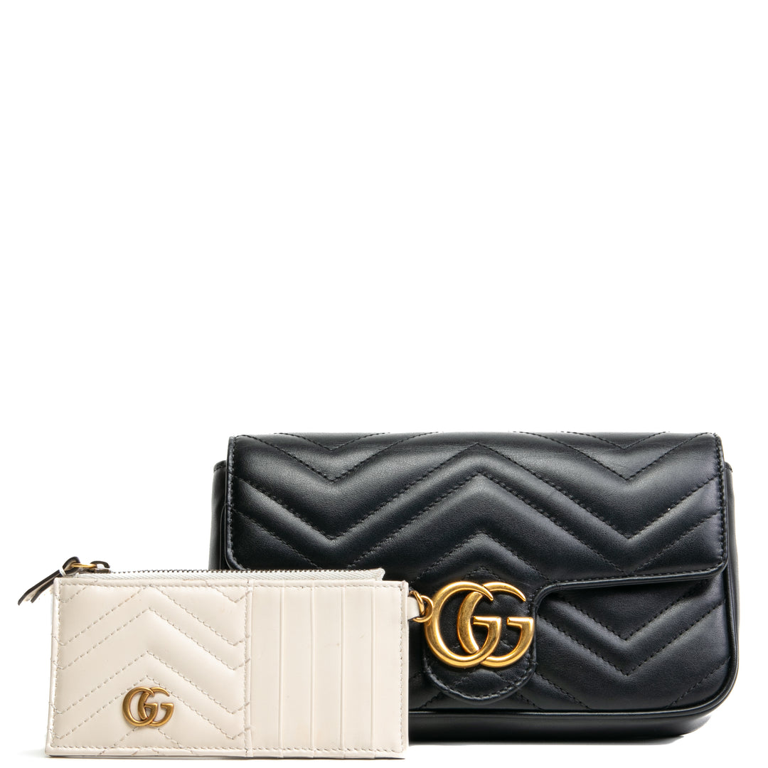 Gucci kleiner GG Marmont mit Beutel - Schwarz