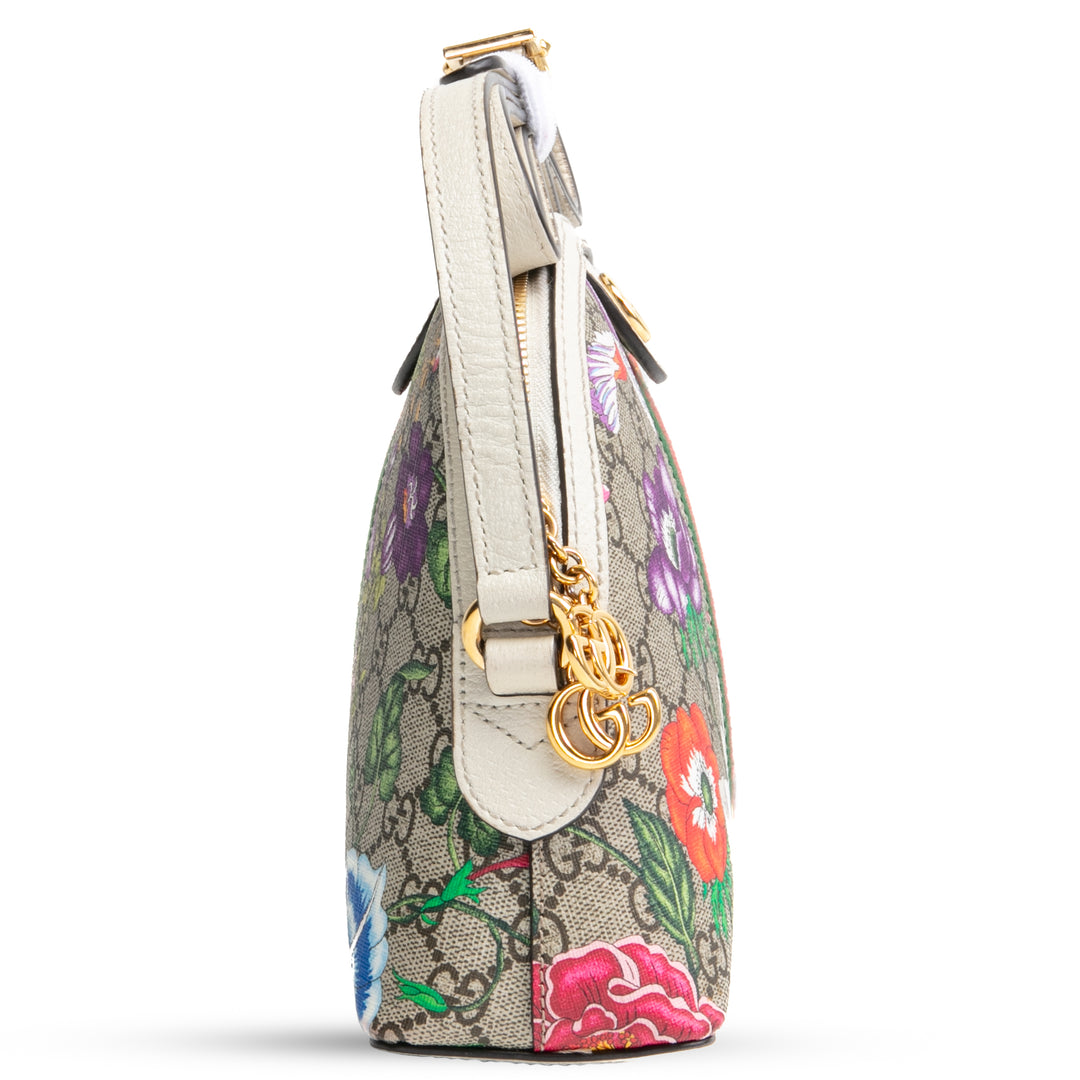 Gucci GG Supreme Flora Ophidia Small Crossbody-White Outlet Final Sale