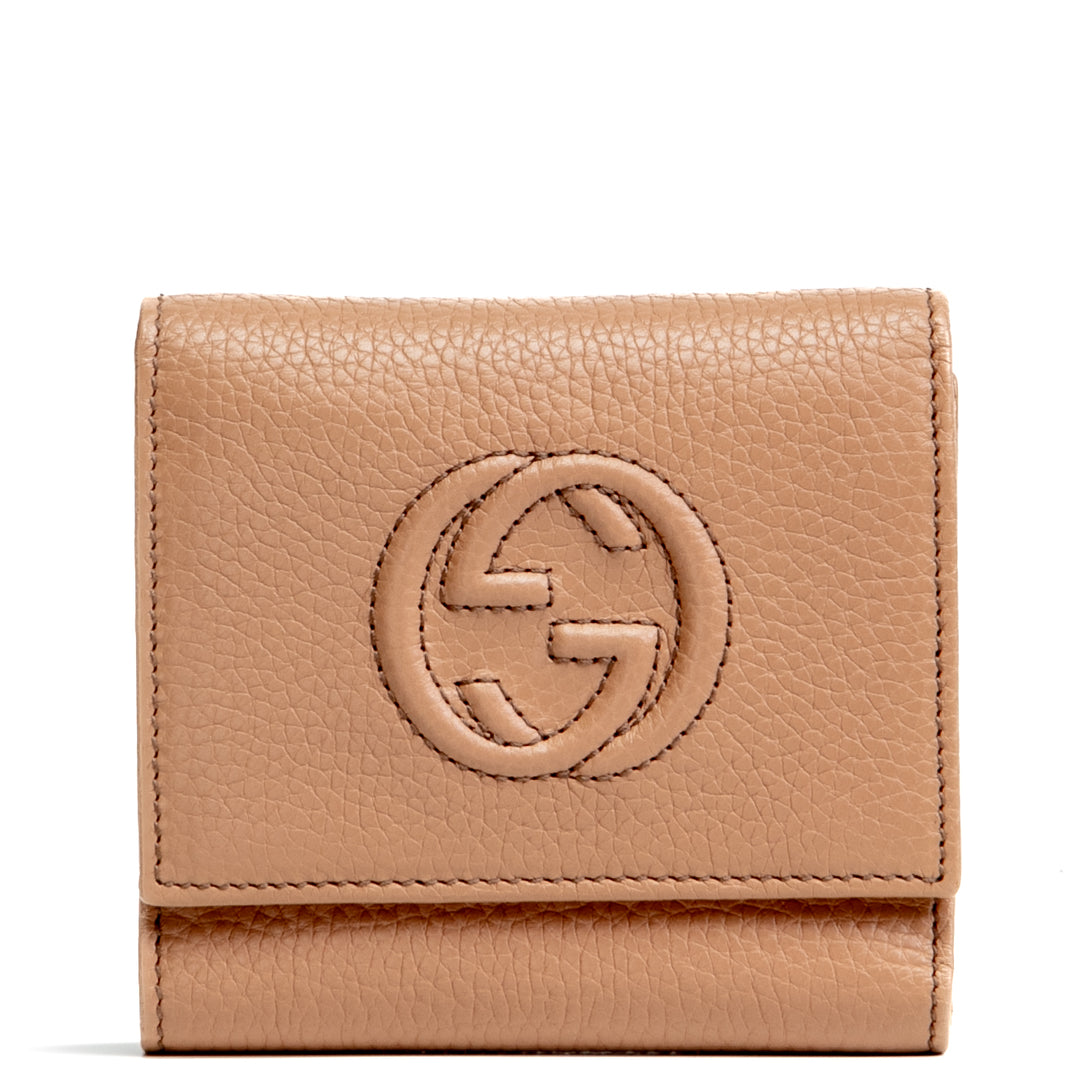 GUCCI Leather Soho Trifold Wallet- Nude OUTLET FINAL SALE