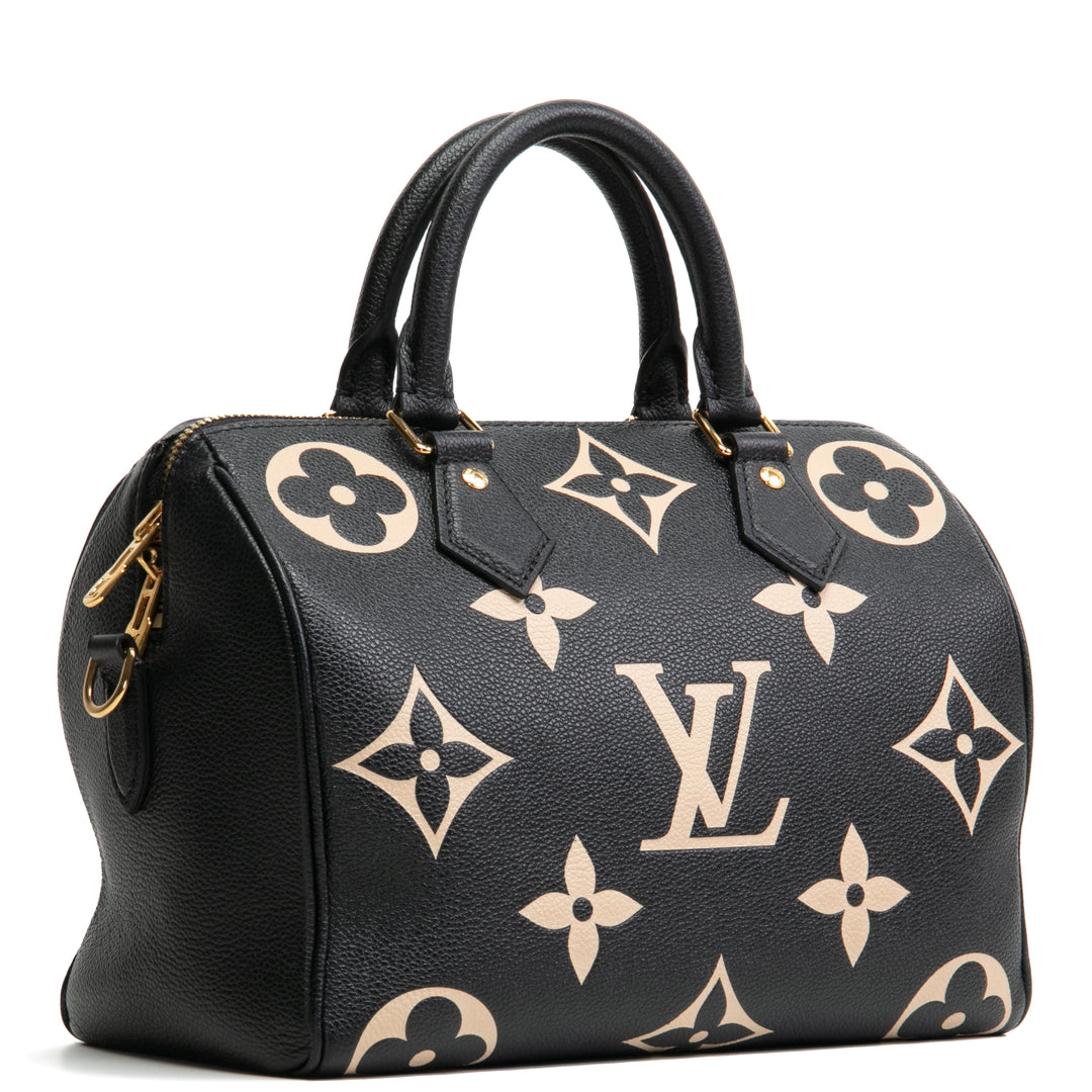 LOUIS VUITTON Monogram Empreinte Bicolor Speedy Bandouliere 25 - Schwarz/Beige