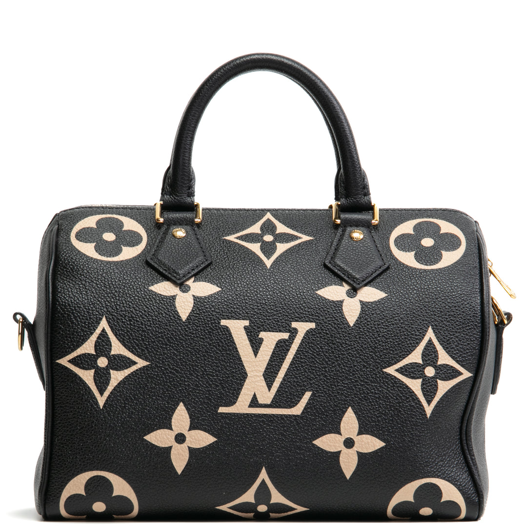 LOUIS VUITTON Monogram Empreinte Bicolor Speedy Bandouliere 25 - Schwarz/Beige