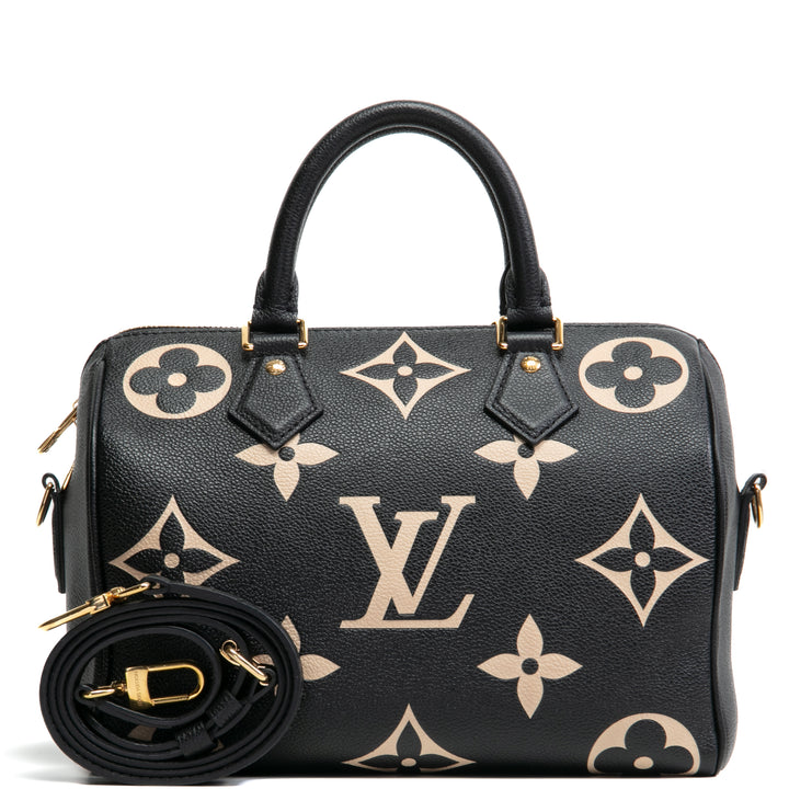 LOUIS VUITTON Monogram Empreinte Bicolor Speedy Bandouliere 25 - Schwarz/Beige