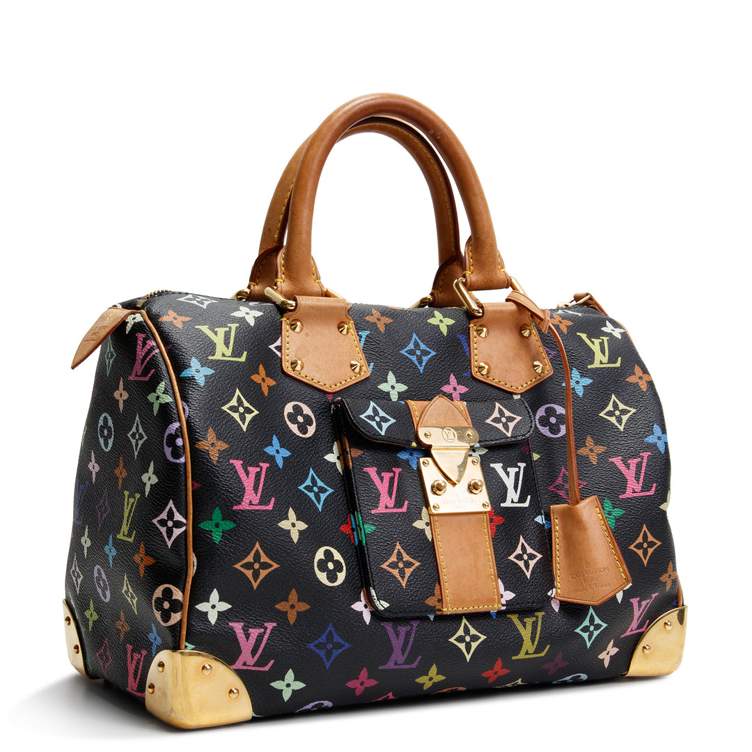 LOUIS VUITTON x TAKASHI MURAKAMI Vintage Speedy 30 Mehrfarbiges Monogramm-Schwarz