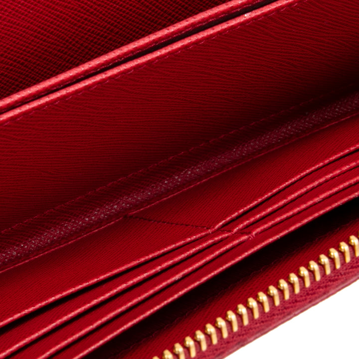 PRADA Saffiano Lux Leather Continental Wallet - Red