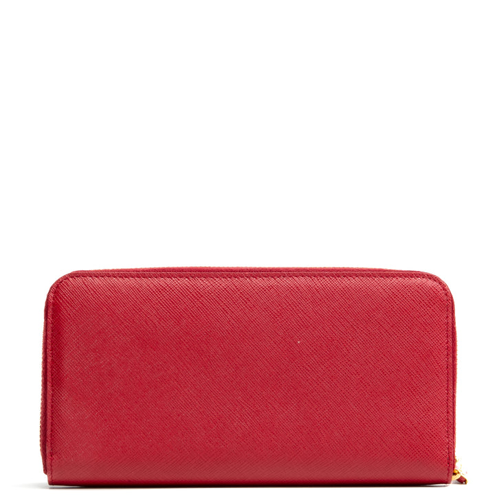 PRADA Saffiano Lux Leather Continental Wallet - Red