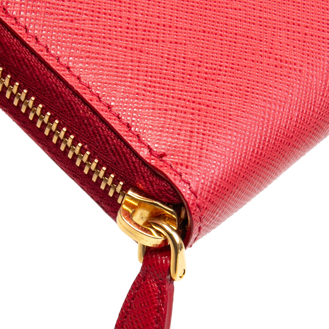 PRADA Saffiano Lux Leather Continental Wallet - Red