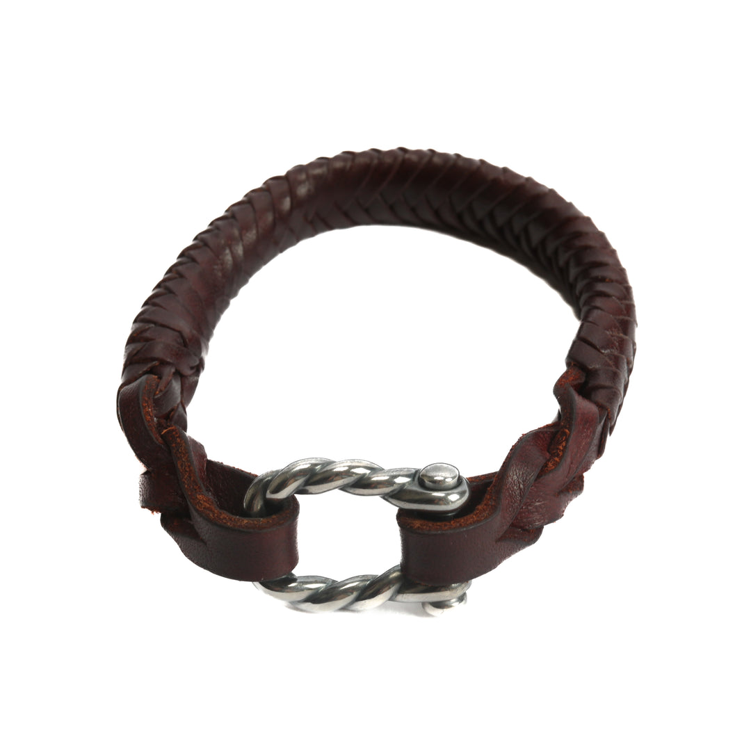 DAVID YURMAN Armband aus braunem Leder und silbernem Verschluss – ENDGÜLTIGER VERKAUF