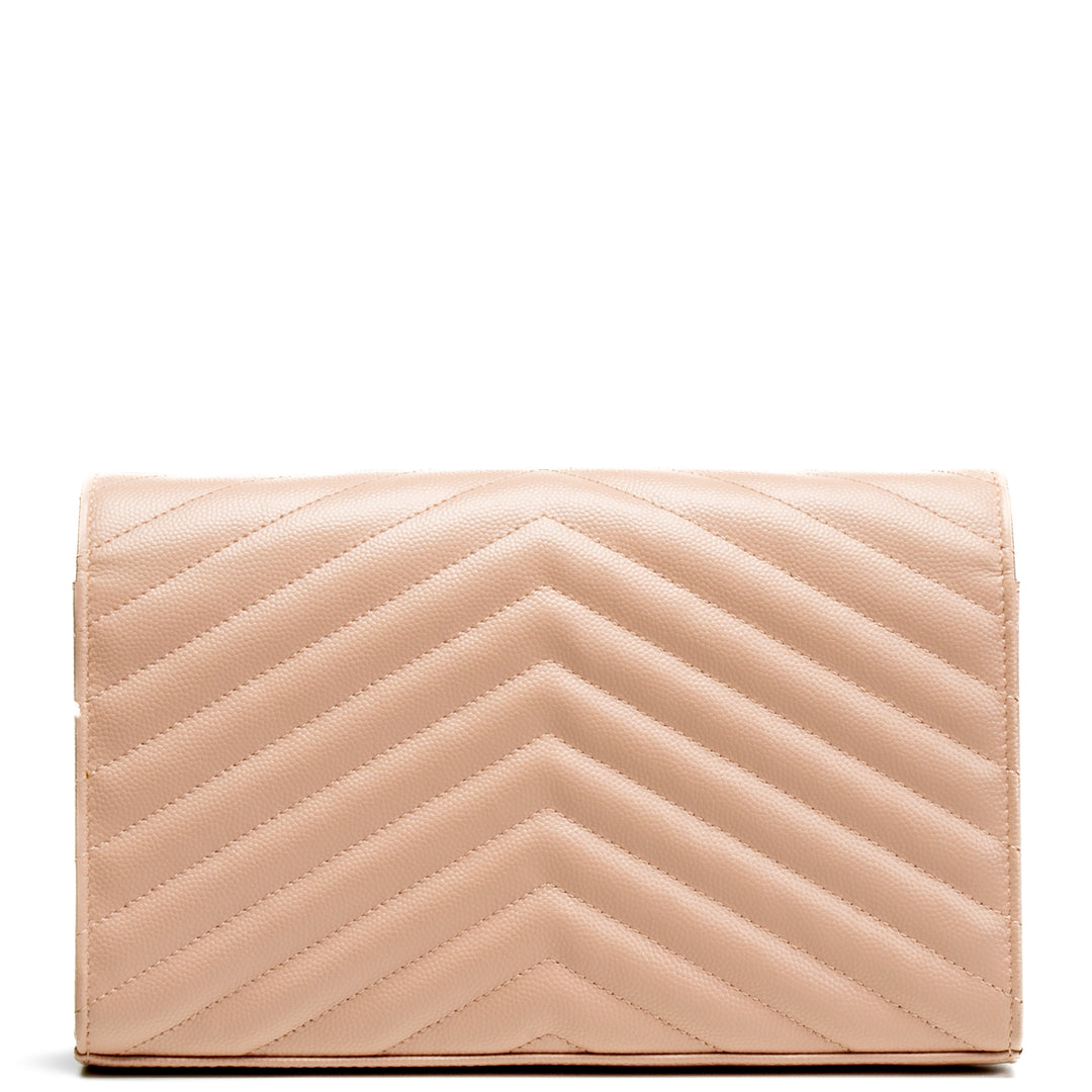 SAINT LAURENT Monogram Large Wallet On Chain - Blush Pink