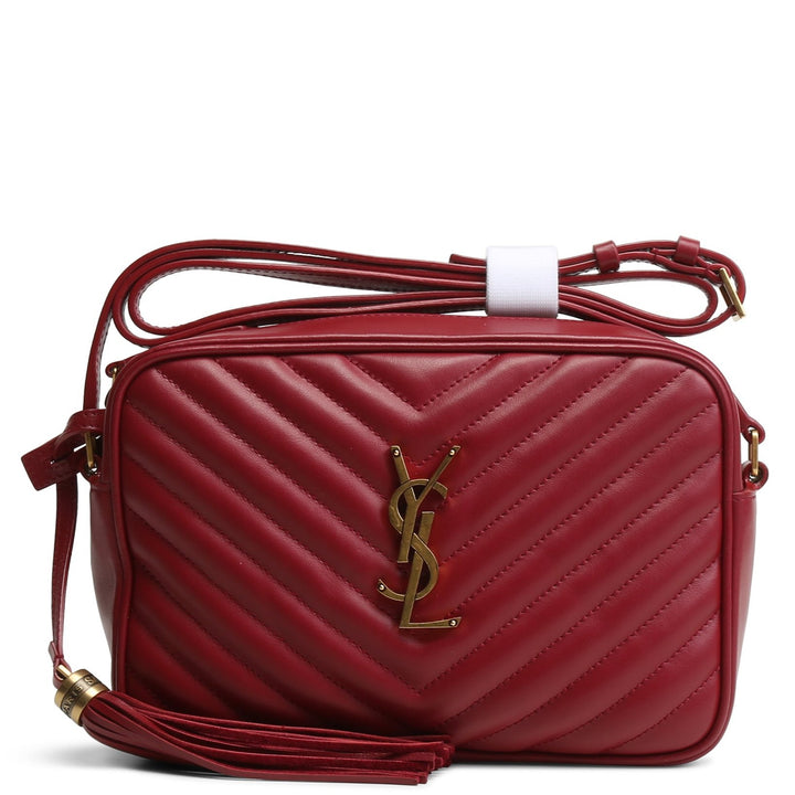 SAINT LAURENT Quilted Lou Camera Bag -  Burgundy