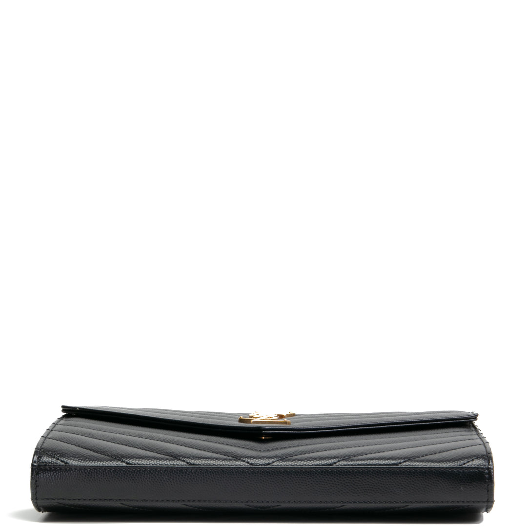 SAINT LAURENT Cassandre Chain Wallet - Black