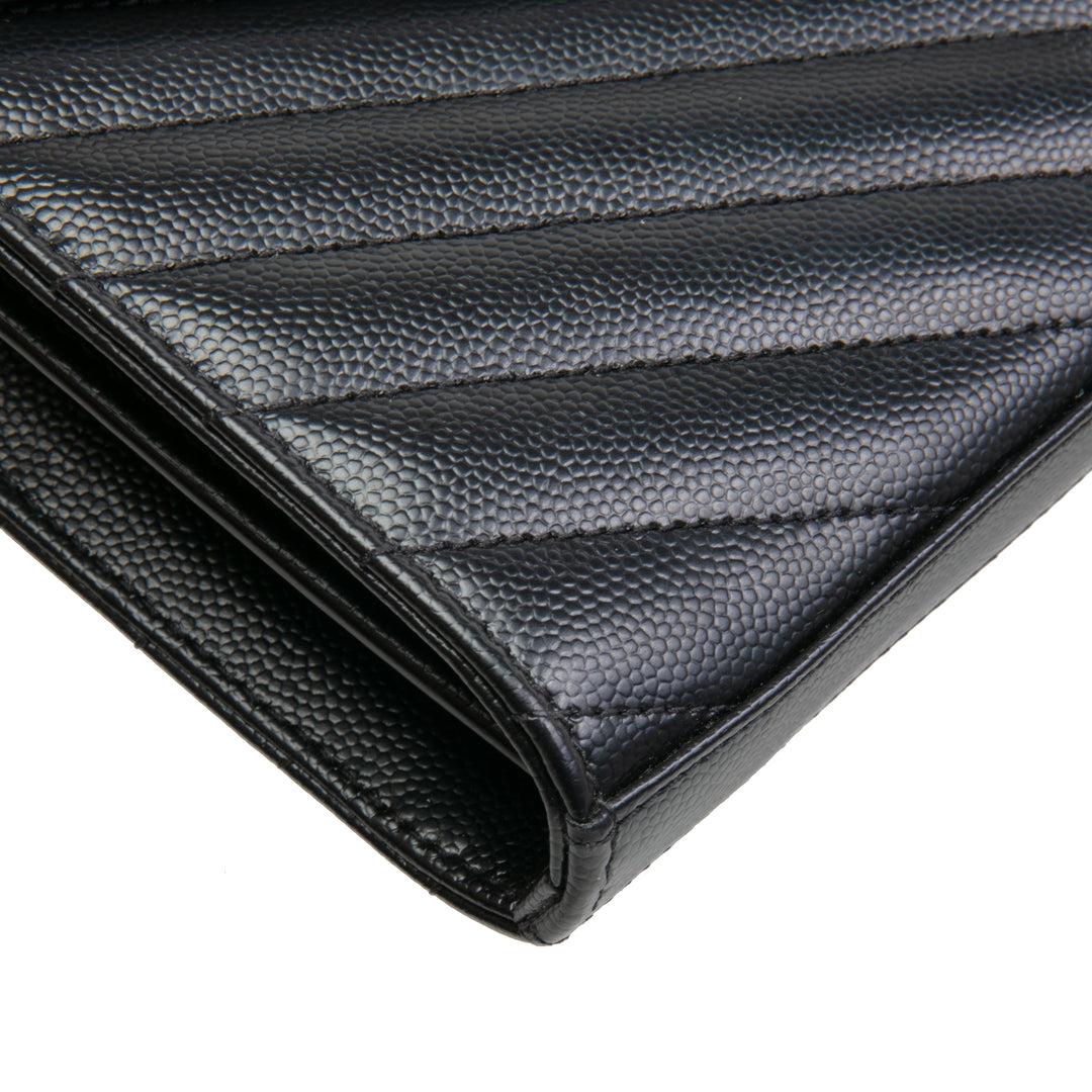 SAINT LAURENT Cassandre Chain Wallet - Black