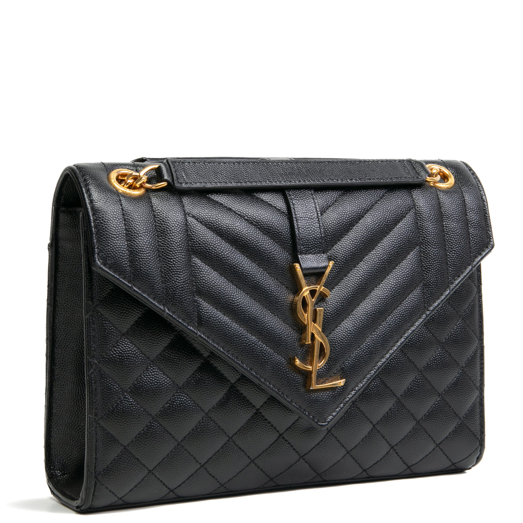 SAINT LAURENT Medium Tri-Quilt Envelope Shoulder Bag - Black