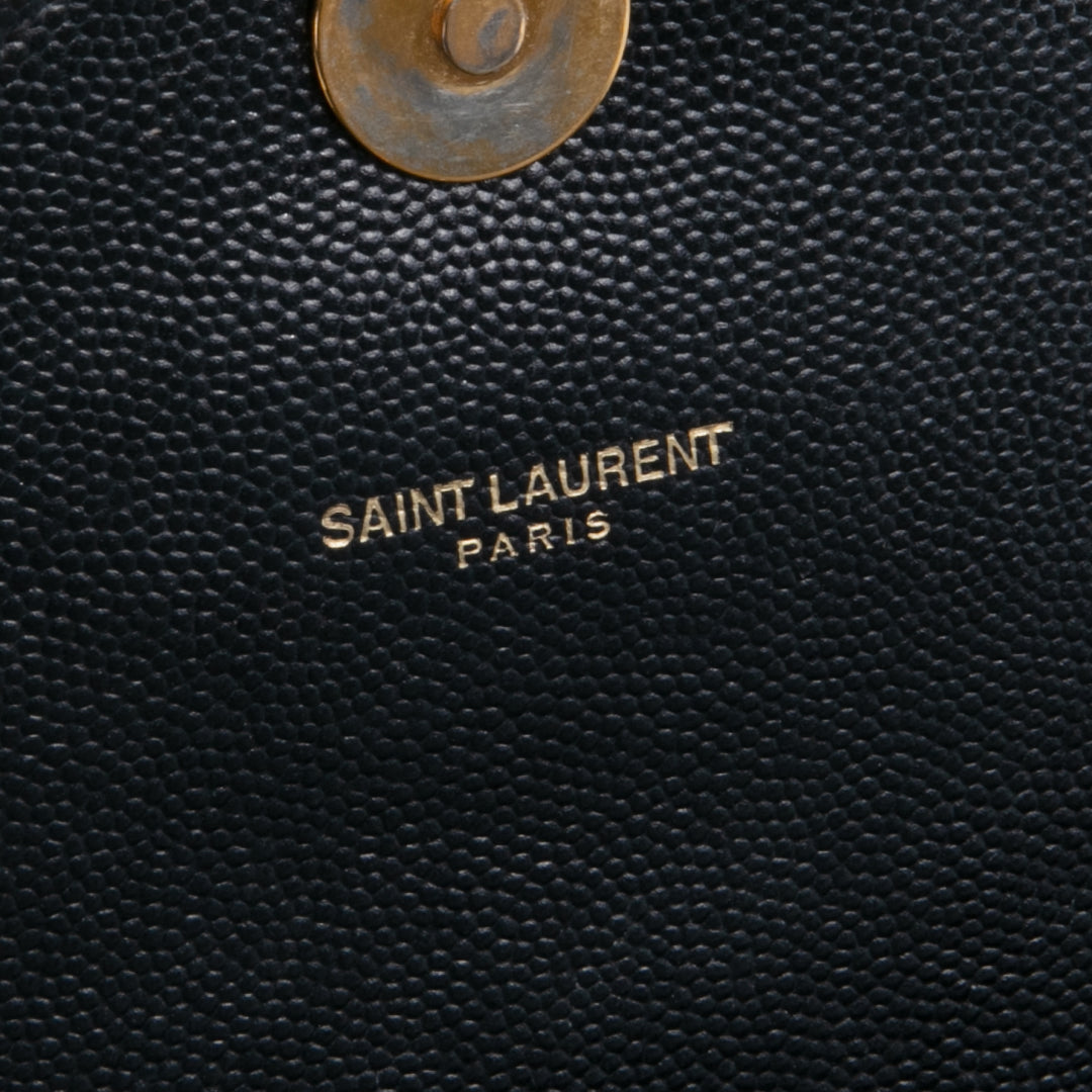 SAINT LAURENT Large Envelope Flap Bag - Black OUTLET FINAL SALE