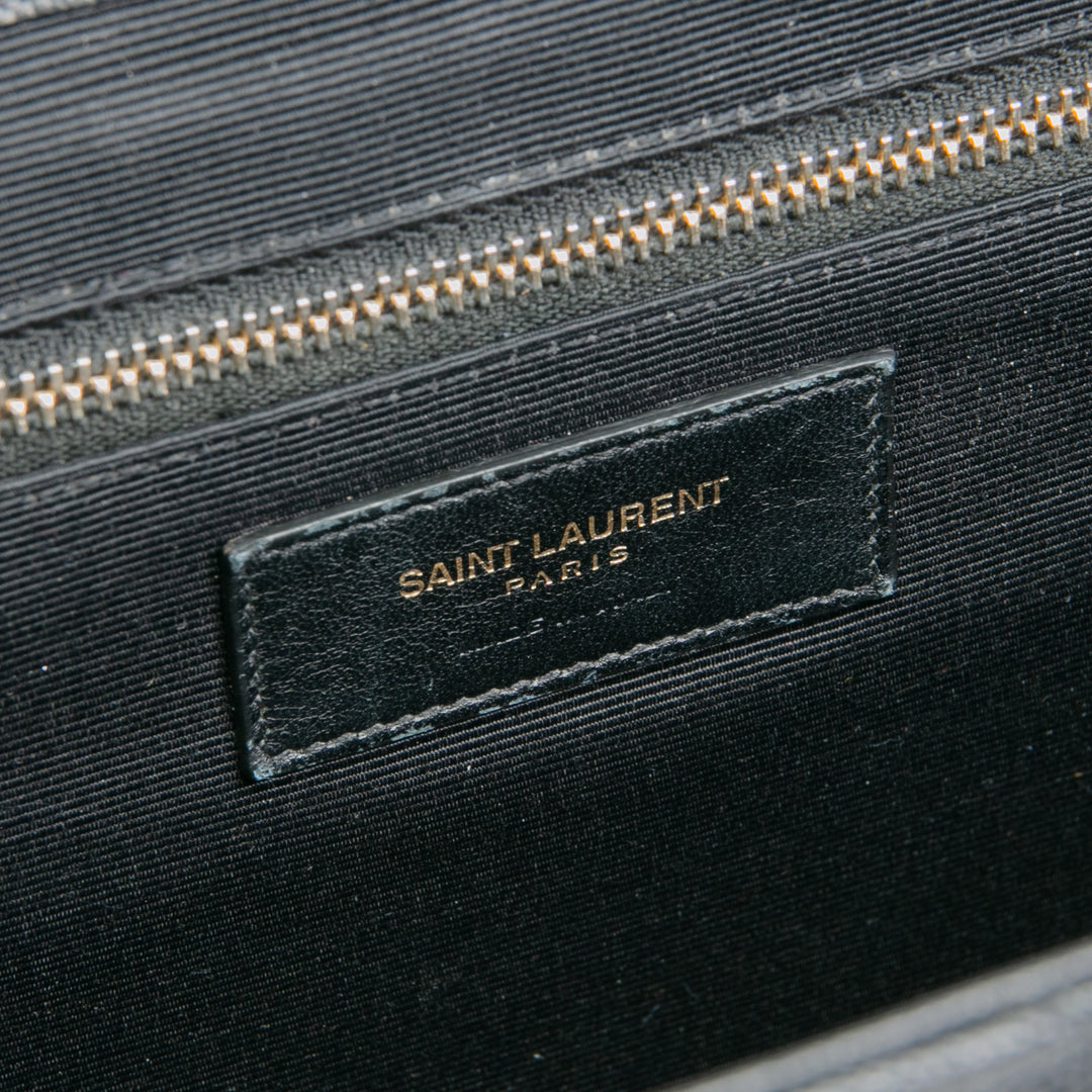 SAINT LAURENT Large Envelope Flap Bag - Black OUTLET FINAL SALE